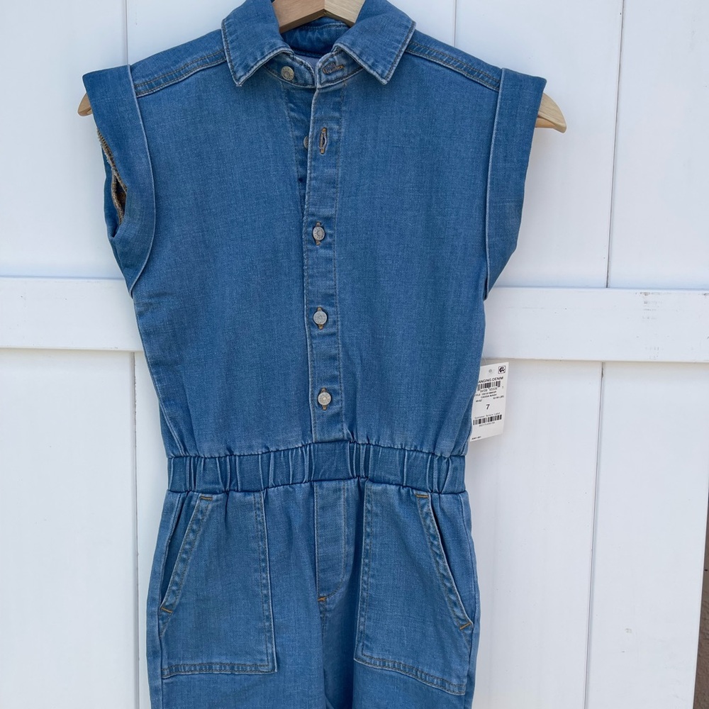 Epic Threads Blue Denim One Piece with Elastic Waist